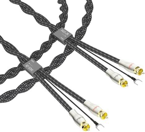 Preffair 1.5M/5FT High End Turntable RCA Cable with Ground Cable Gold Plated Dual RCA Connectors Stereo Interconnecting Wire for Phono Preamp, Record Player, Amplifier
