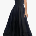 OSTOO Women's 2025 Summer Boho Floral Print Tiered Casual Flowy Long Maxi Dress XL, Black 