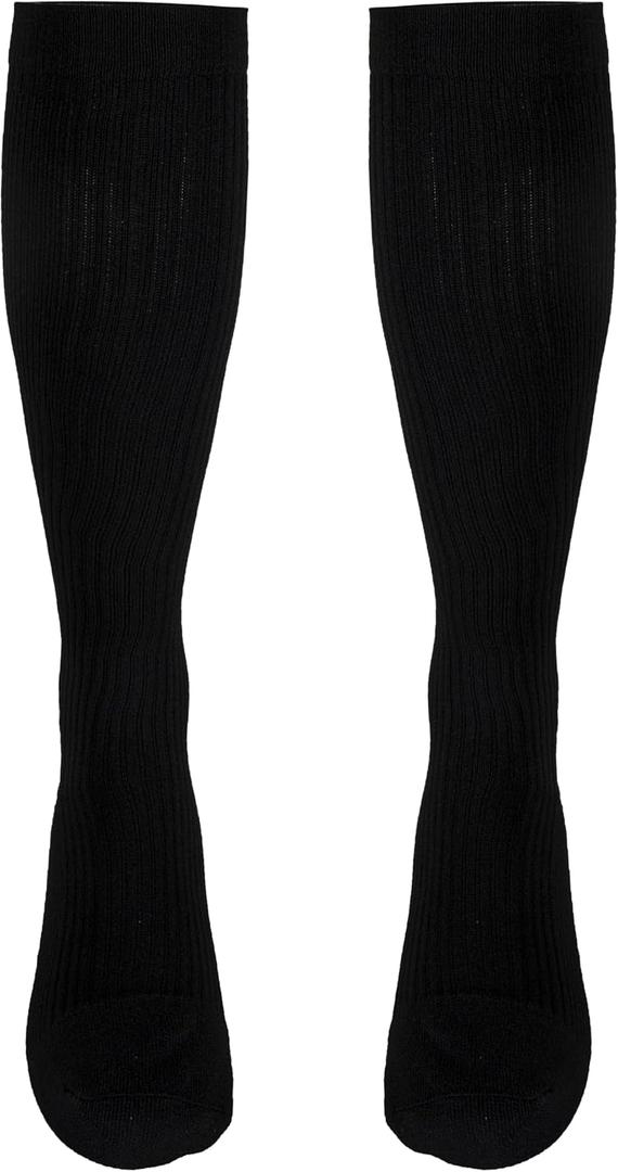 NuVein Compression Socks, 20-30 mmHg Support for Men, Padded Cushion Foot, Knee High, Closed Toe, Black, X-Large