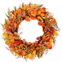 22" Fall Wreath for Front Door Pumpkin Artificial Wall Decor Autumn | Farmhouse Thanksgiving Fall Door Wreath Home Decor Porch Window Outdoor Indoor Door Fall Decorations Holiday Harvest Decor