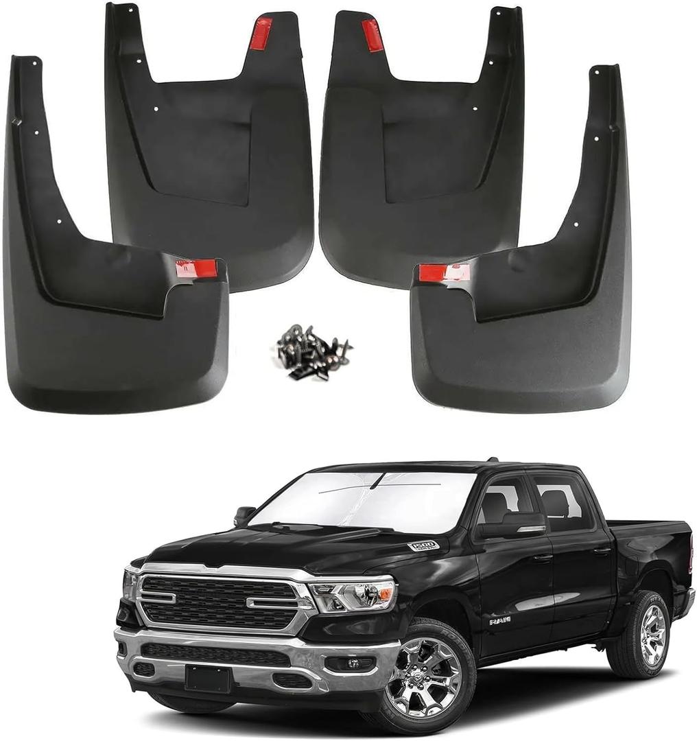 Mud Flaps for 2019 2020 2021 2022 2023 2024 RAM 1500 DT New Body Style Non-Classic Model/Only Fits W/o OEM Fender Flares/Not for 2025+/ Not for TRX Rebel Warlock/Mudflaps Splash Guards for Trucks