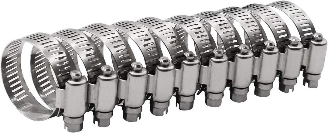 ROADFORMER 1.5" Worm Gear Hose Clamp - SAE 24 Size, Full Stainless Steel with 1/2" Band Width, Working Range 27mm - 51mm Hose Clamps,10 Pack