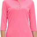 MOHEEN Womens Dry Fit Polo Shirt 3/4 Sleeve Golf Collared Shirts UPF 50+ Top (Pink, XXL)