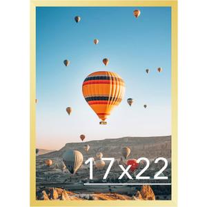 JCJMY 17x22 Picture Frame Gold for Poster Photo Picture, Horizontal and Vertical Formats for Wall Hanging, 17 x 22 Wall Gallery Poster Photo Frame for 17 by 22 Photos Posters, Gold