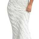 MakeMeChic Women's 2 Piece Skirt Set Outfits Textured V Neck Twist Halter Top and Maxi Skirt Set XL