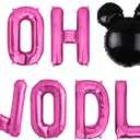 Oh Twodles Balloons Banner, Oh Twodles 2nd Birthday Party Decorations for Themed of Mouse for Girl Boy Oh Twodles Birthday Party Supplies Decorations Set Of 12PCS Kit (Rose Red)