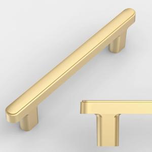 Amerdeco 10 Pack Brushed Gold Cabinet Pulls 3.75 Inch(96mm) Hole Center Drawer Pulls Cabinet Hardware Kitchen Cabinet Handles for Bathroom Dresser Pulls ZH0065