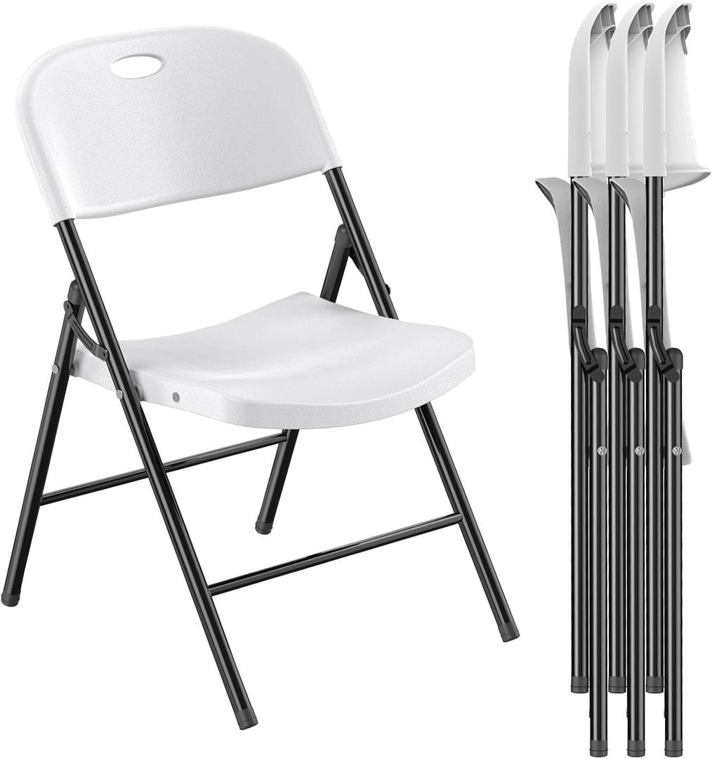 Nazhura 350 Weight Limit Heavy Duty Plastic Folding Chair with Reinfoced Steel Frame for Indoor and Outdoor, Wedding, Party, Restaurant, Meeting Room, Patio and Garden (White, 4 Pack) Nazhura 350 Weight Limit Heavy Duty Plastic Folding Chair with Reinfoced Steel Frame for Indoor and Outdoor, Wedding, Party, Restaurant, Meeting Room, Patio and Garden (White, 4 Pack)