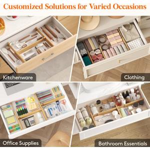Lifewit 8 Pack 4.65'' High Adjustable from 12.5-17‘’ Bamboo Drawer Dividers for Clothing Baby Clothes, Wooden Separators for Dresser Nursery Organization with Soft Foam Ends