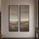 Large Framed Abstract Vertical Wall Art, 2 Piece Brown Long Narrow Decor, 20"W x 60"H x 2Pcs