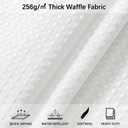PANGSINNE White Shower Curtain for Bathroom 84 Inches Long, Waffle Textured Heavy Duty Extra Long Waterproof 256GSM Weighted Beige Shower Curtains with 12 Metal Hooks, 72Wx84H