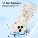 KANGHAR Compatible with iPhone 17 Pro Max Case, Support for MagSafe, Silicone Cute Pattern Floral Flower Design, Wristband Kickstand Shockproof Soft Bumper Protective Cover for Girls Women, White