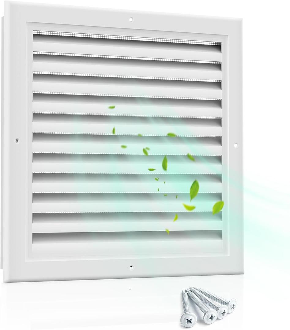 18" X 18" Attic Vent Aluminum Gable Vents for Houses Gable Vent Shed Vents Cover Exterior with Screen Mesh Alloy Wall Vent Ventilation for Home Garage Attic Ceiling - Vent Opening: 16" x 16" White