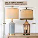 24.25" Modern Ceramic Blue Table Lamps Set of 2 for Living Room Bedroom Bedside Table Lamp for Night Stands Boho Nightstand Lamp Coastal Side End Table Lamps Reading Light Home Office Dorm Deco Gifts