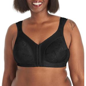 Playtex Women's 18 Hour Front-Close Wireless Bra, 4-Way TruSUPPORT Bra with Flex Back (Black), 38D, 2 pcs