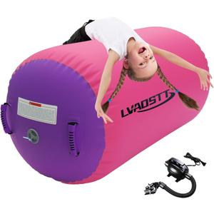 Gymnastics Air Barrel Roller Air Spot, Inflatable Tumbling Mat Tumble Track Gymnastic Equipment Balance Cylinder with Pump for Yoga Cheerleading Home Use Gym