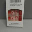 Square Press on Nails Short Red Fake Nails French Tip False Nails Glossy Glitter Line Acrylic Nails Ombre Artificial Nails Glue on Nails for Women Girls Manicure Decoration 24Pcs