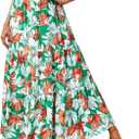 KIRUNDO Women's 2025 Fall High Waist Boho Floral Maxi Skirt Trendy Casual Flowy Swing Pleated A Line Beach Long Skirts (M)