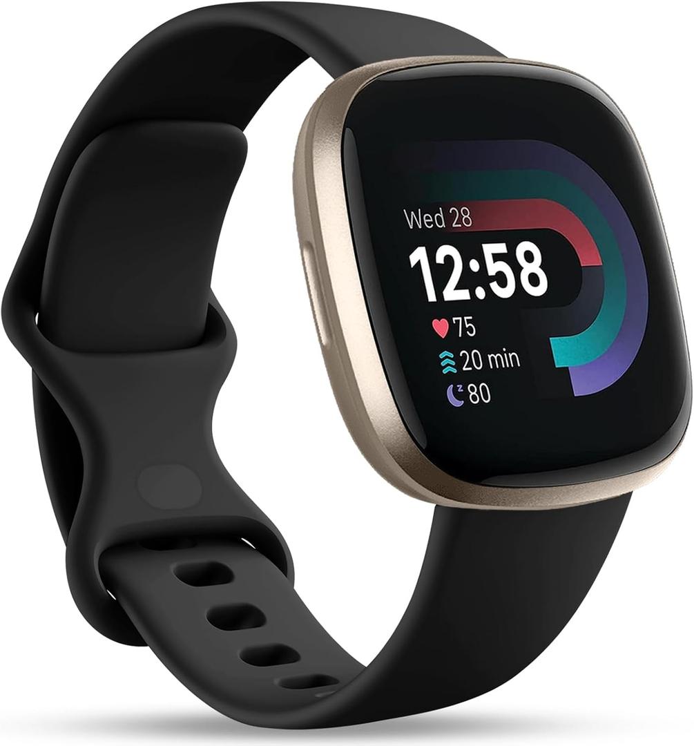 Odbeai Compatible with Fitbit Versa 4 Bands/Versa 3 Band & Fit bit Sense 2 Bands/Sense Band for Women Men,Soft Replacement Wristbands Sport Strap Accessories for Fit bit Smart Watch (Large, Black)