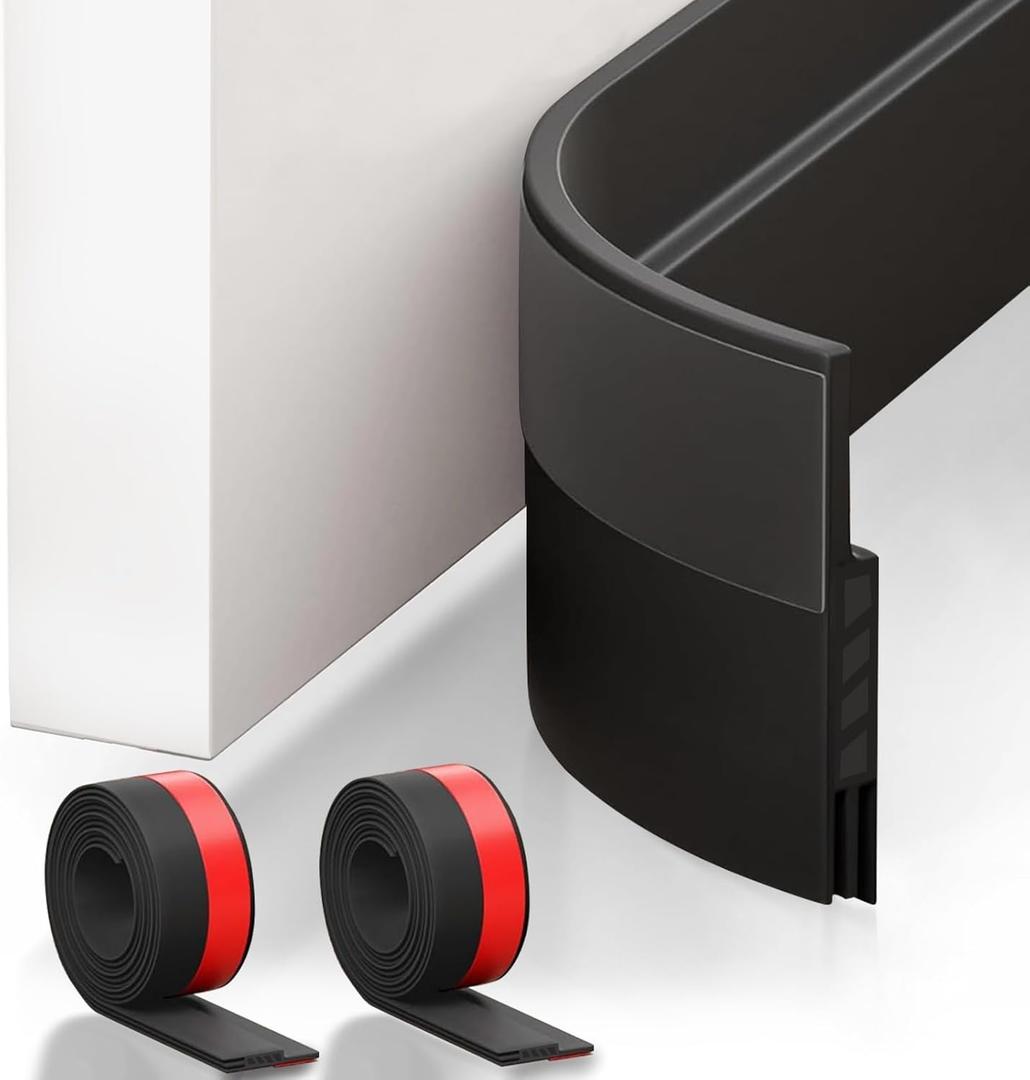 Suptikes 2 Pack Door Draft StopperDoor Sweep for Exterior & Interior Doors,Door Bottom Seal Dust and Noise Insulation Weather Stripping Draft Guard Insulator, 2" W x 39" L, Black