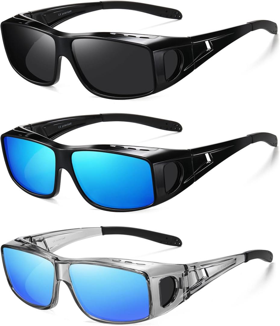 Wzerry Sunglasses Fit Over Glasses Polarized for Men Women, Wrap-Around Glasses UV400 Protection for Driving and Outdoor