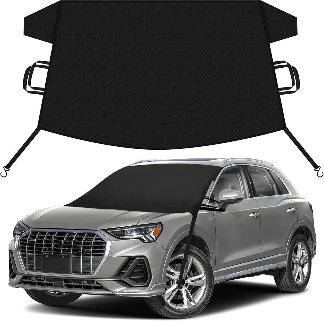 EcoNour Car Snow Cover Compatible for Audi Q3 Q4 Q5 Q6 Q7 Q8 | Windshield Cover for Ice and Snow with S-Hook Straps | Heavy-Duty 600D Oxford Winter Car Cover, Waterproof & Anti-Slip