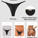 Zmart Women Thong Bikini Bottoms G String Sexy Low Waist Swimsuit Bottom Brazilian Cheeky Bathing Suit Bottoms (Black, XL)