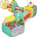5pc Kids Play Tent for Toddlers with Ball Pit, Crawl Tunnel, Indoor & Outdoor Playhouse, Jungle Gym, Toys for Boys & Girls, Includes Dart Balls, Teepee & Basketball Hoops