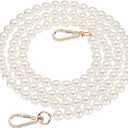 uxcell 2 Pcs Imitation Pearl Purse Strap, 43.3 Inch Handbag Purse Chain with Plate Clasp Replacement Extender Bead for DIY Decorative Handbags Bags, Gold