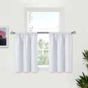BGment Small Curtains Half Window for Kitchen Bathroom - Rod Pocket 36 Inches Length Drapes Privacy for Basement Cafe Nursery Camper Room Darkening, Greyish White, 2 Panels, 29 x 36 Inch