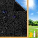 Total Blackout Window Privacy Film Decorative Static Cling with Tools, Room Darkening Window Tint for Home, Black Out Window Cover Replacement Window Curtains Window Blinds,17.5" by 157.4"