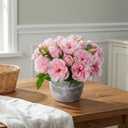 florisso Light Pink Rose Artificial Flowers - 13 Branches Faux Roses for Vase Decor, Wedding Centerpieces & Living Room Accents (Silk Artificial Roses)