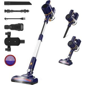 N7S Cordless Vacuum Cleaner, 6-in-1 Lightweight Stick Vacuum with Powerful Suction, 6-Cell 2200mAh Rechargeable Battery, Handheld Vacuum Cleaners for Pet Hair, Carpet, Floor (Blue)