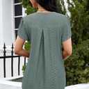 Bulotus Women Summer Tops Boho Short Sleeve Blouse Business Casual Tops Loose Fit Floral Tunic Beach Vacation Oufits (Green, M)