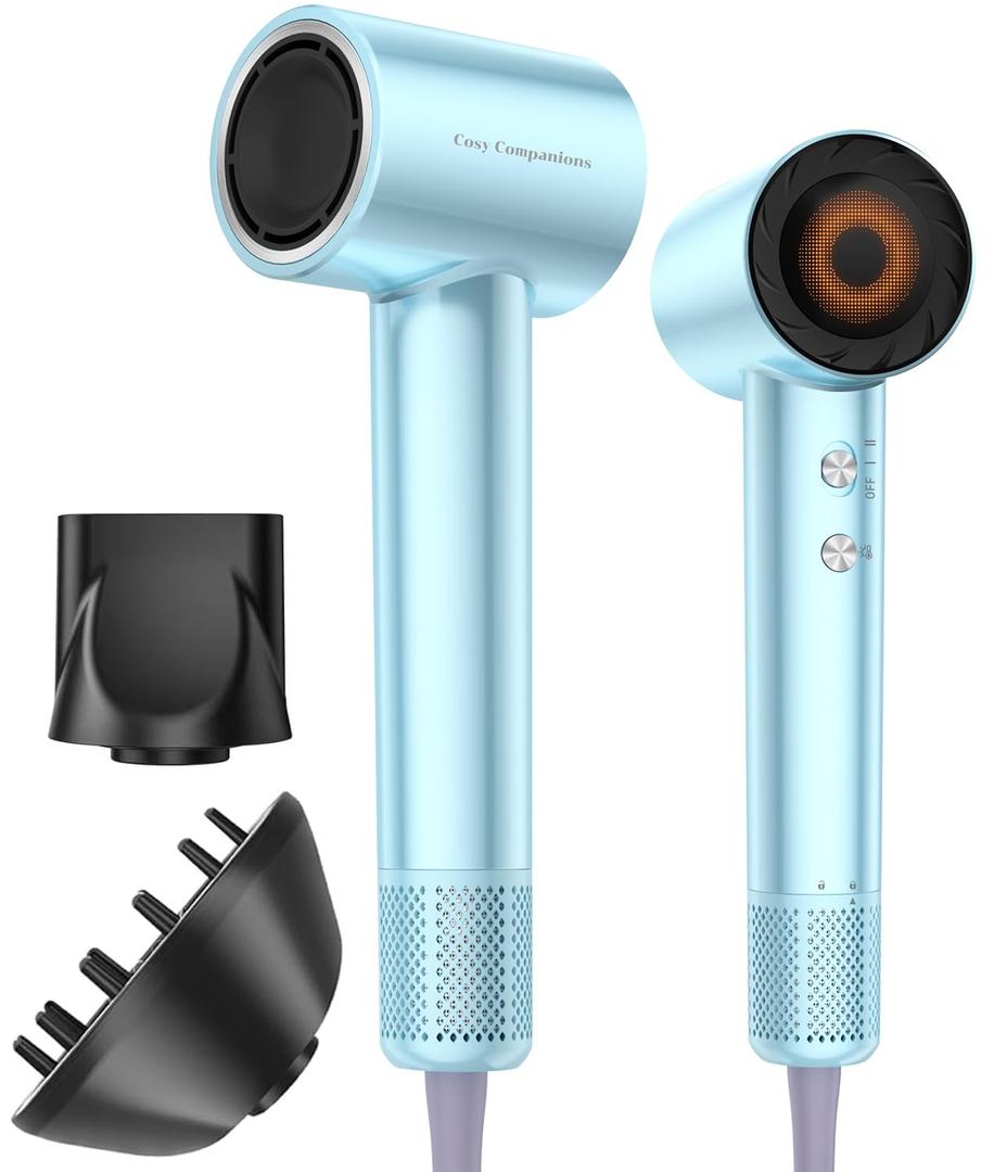 Cosy Companions High Speed Ionic Hair Dryer for Fast Drying & Frizz Control  Lightweight Blow Dryer with Heat Protection for Women & Men, Professional Travel Hair Dryer, Blue