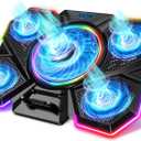 AIMIUZI Laptop Cooling Pad, Gaming Laptop Cooler with 5 Quiet Fans and LED Lights (One-Click Close), Laptop Fan Cooling Pad Fits 12-17 Inch Laptop, 7 Adjustable Height