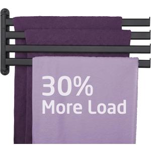 KES Swivel Towel Rack, 19.5" Extra Long Swivel Towel Racks for Bathroom 4-Arm, Swing Out Towel Rack Wall Mounted 18/8 Stainless Steel Matte Black, A2104S4L50-BK