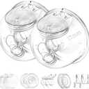 Two Full Milk Collector Cup Sets with 17mm Flange Compatible with Momcozy S12 Pro/S9 Pro Breast Pump, NOT for S9/S12, Replacement Pump Parts with Duckbill Valve, Flange, Diaphragm, Linker, Collector