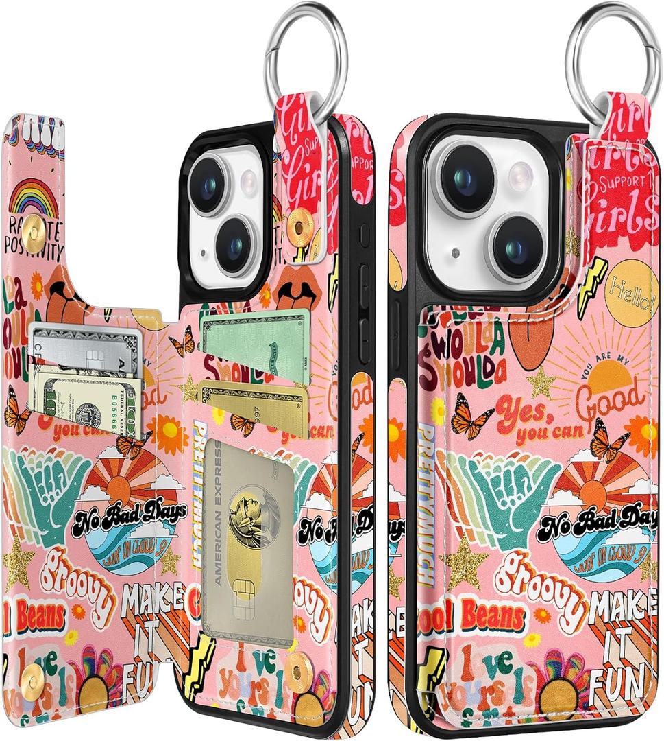 Shorogyt Compatible with iPhone 14 Wallet Case with Card Holder - Designer Christian Collage Kickstand Magnetic Clasp Back Flip Folio Leather Phone Covers