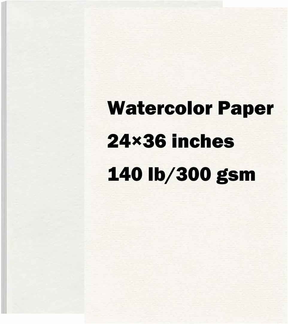 15 Sheets Large Watercolor Paper 140LB/300GSM Cotton Drawing Paper 24 x 36, Texture Blank Painting Paper for Student Artists School Studio Craft DIY