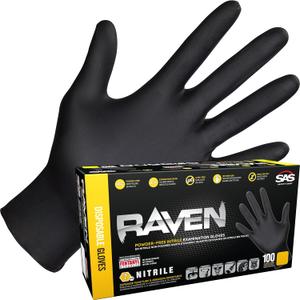 Raven Powder Free Nitrile Disposable Gloves | 7 Mil - Med | Latex Free, Chemical + Puncture Resistant, Textured Grip, Single Use | for Automotive, Industrial, Janitorial, MRO, Food Service | 66517 (Medium)