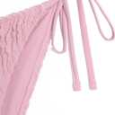 ZAFUL Halter Swimsuits for Women Textured Backless 2 Piece Bathing Suits Cheeky High Cut String Tie Side Bikini Sets (Pink, M)