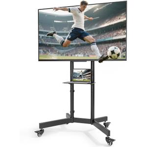 Upgraded Rolling TV Stand for 32-86 Inch TVs up to 200 lbs, Heavy Duty Mobile TV Cart with Laptop Shelf, Height Adjustable Portable TV Stand with Lockable Wheels, Max VESA 600x400mm, HW1285BK