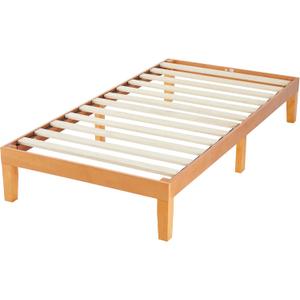 Simple Deluxe Twin Size Wood Bed Frame, 12 Inch Wooden Platform Bed with Support Slats, No Springs Required, Storage Space Under The Durable Bed Frame, Natural Pine