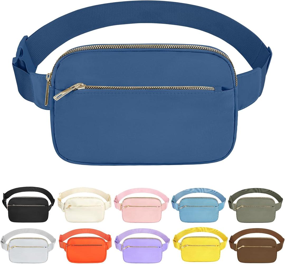 2 x Fashion Fanny Bag-Waist Pack With Adjustable Belt Bag-Unisex Crossbody Pack For Travel Running Hiking-Blue