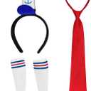 Sailor Costume Set, Yellow Square Accessories with Sailor Hat Headband Red Tie Socks for Men Women for Halloween Sponge Cosplay