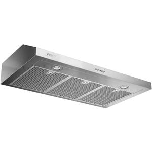 VIKIO HOME Under Cabinet Range Hood 36 Inch, 1200 CFM Dual-Motor Kitchen Vent with LED Lights, Button Control, Ducted Vent Hood, Reusable 5-Layer Aluminum Filters, Stainless Steel