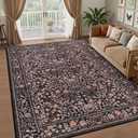 6x9 Area Rug Living Room: Soft Floral Washable Boho Carpet Brown