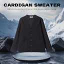 New Sweater V-Neck Solid Color Cardigan Sweater Men's Lazy Style Jacket Clip (Black, XL)