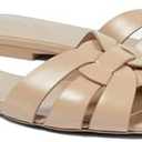 THESHY Women's Flat Sandals Square Toe Patent Leather Comfortable Slip on Slippers Casual Summer Dressy Beach Slide Sandals for Women 38